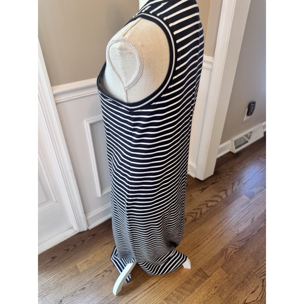 Nordstrom Women's Size Small Stretch Cotton Ribbed Tank Navy Striped - Picture 7 of 10